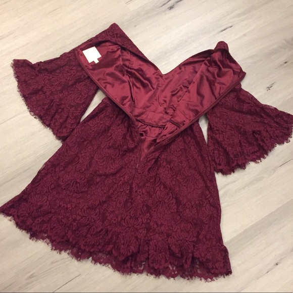 ModCloth Wine Lace Dress, Zip Back, Sz M - Picture 8 of 8